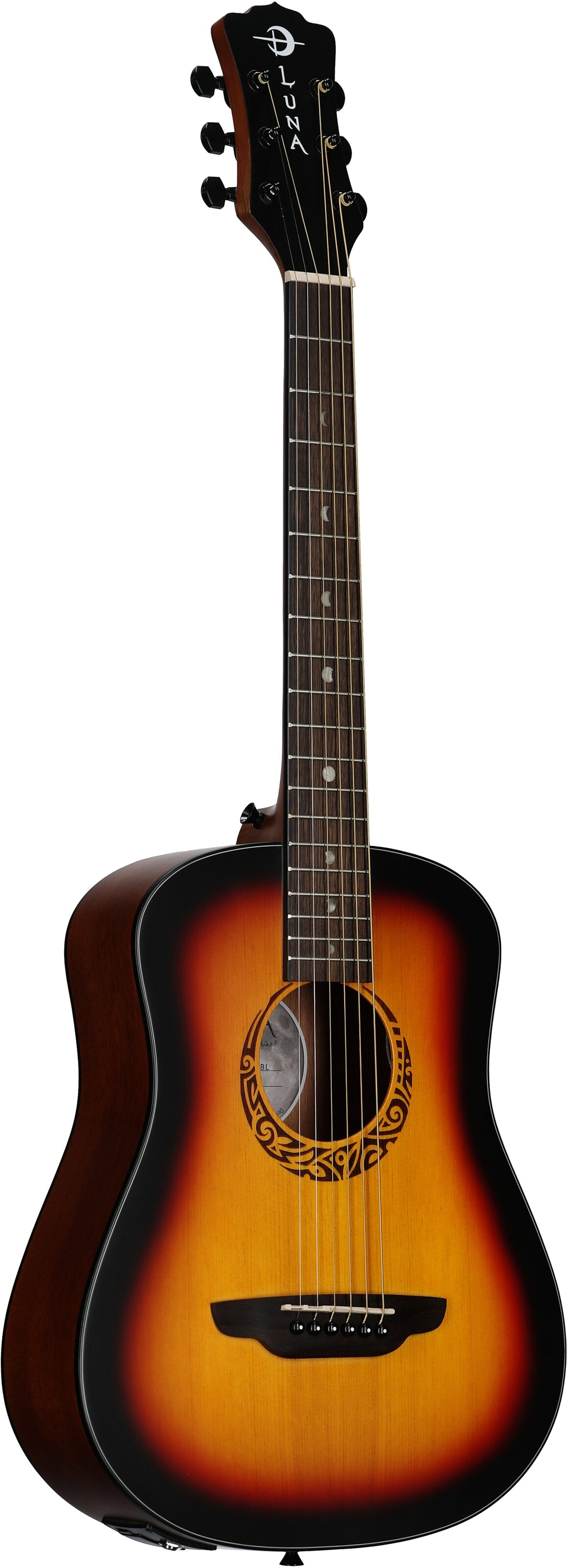 Luna Safari Tribal Travel Acoustic-Electric Guitar, Left-Handed (with Gig Bag) 6 Luna Safari Tribal Travel Acoustic-Electric Guitar, Left-Handed (with Gig Bag)